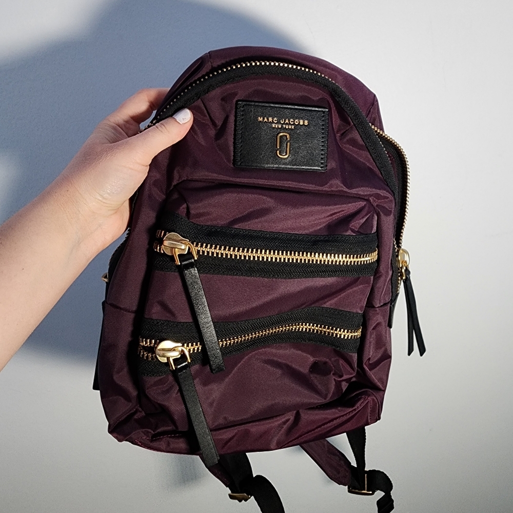 Marc Jacobs The Biker Nylon Medium Backpack in Maroon - Picture 3 of 11